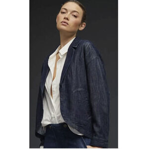 Anthropologie Women’s Pilcro Oversized Round Denim Jacket Blazer Ret$160 Size: S